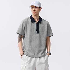 [브리치] 제로투올샵2 / 남성 레트로 카라 배색 반팔 셔츠 블루 S