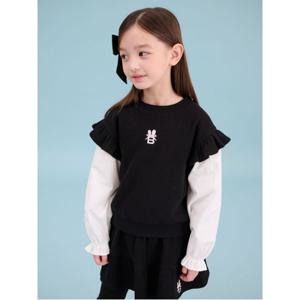 여아 니트라이크 레이어드 스웨트 셔츠  블랙 (BI5141G055)