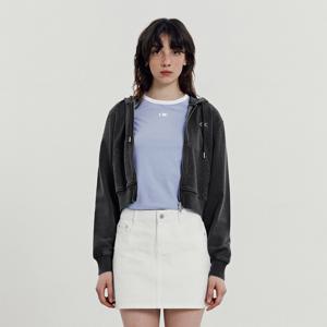 [오아이오아이컬렉션]빈티지 데님스웻 크롭 후드집업 [DENIM BLACK]