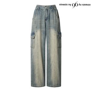 정상가:79,000원｜뒷 밴딩 와이드 카고 비스코스 데님 팬츠 (NO4TA005L0)