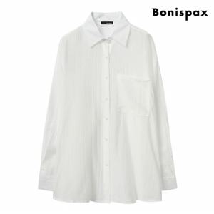 정상가:59,000원 | 포켓 시스루 카라넥 긴팔 셔츠 (XP3BA013L0)