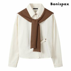 정상가:79,000원 ㅣ 베이직 투웨이 숄 세트 셔츠 (XP3BA006L0)