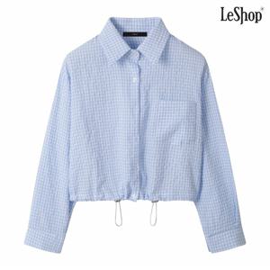 정상가:49,000원 ㅣ 스트링 카라 체크 패턴 긴팔 셔츠 (DP3BA033A)
