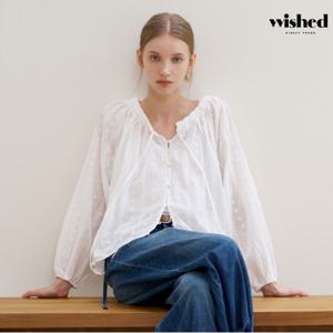 정상가:79000원 ㅣ 플라워 자수 라운드넥 긴팔 블라우스 (WICCBL007)