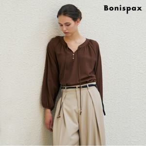 정상가:59000원 ㅣ 스트랩 포인트 헨리넥 벌른 블라우스 (XP3BA018L0)