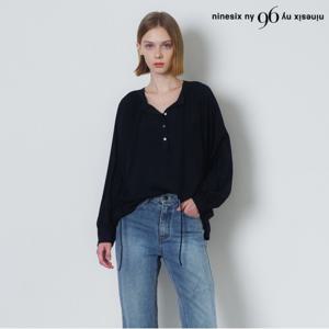 정상가:69000원 ㅣ 라운드넥 하프 버튼업 긴팔 블라우스 (NP3BA016L0)
