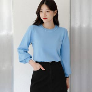 (~XXL까지) 디엘로사 라운드넥 벌룬소매 니트 가을 데일리 일상 캐쥬얼 출근룩 베이직 빅사이즈