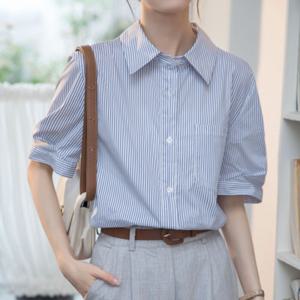 [브리치]  / NB2596 깔끔 오피스 스트라이프 반팔 셔츠