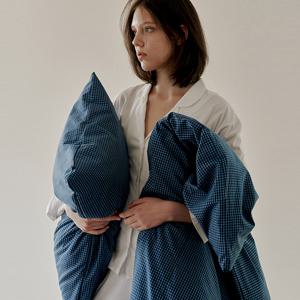 심플 네이비 체크 침구세트(이불커버+베개커버)