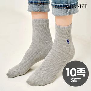 [폴로나이즈] 10켤레 SET 골지 마카롱 자수삭스 여성양말