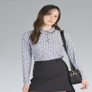 골프 여성 DNTS5A111BK [PREMIUM] 블랙 냉감 패턴 긴팔 카라 티셔츠