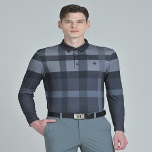 골프 DGTS5A901BK 블랙 전판 체크 긴팔 카라 티셔츠