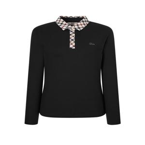 골프 여성 WNTS4D750BK [스테디셀러]체크 카라 레터링 긴팔폴로티셔츠 (BLACK)