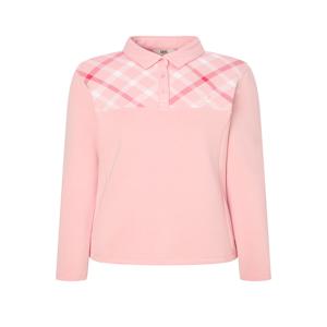 골프 여성 WNTS4C601P1 [스테디셀러]커시브 로고 체크 긴팔폴로티셔츠 (PINK)