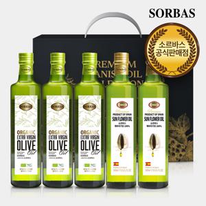 유기농올리브유 500ml 3병 해바라기유 500ml 2병 오일선물세트