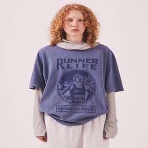 275g Heavy Cotton Runner Graffiti Pigment T Shirt_Blue