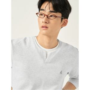 조직감 레이어드넥 티셔츠  라이트 그레이 (BC5841C052)