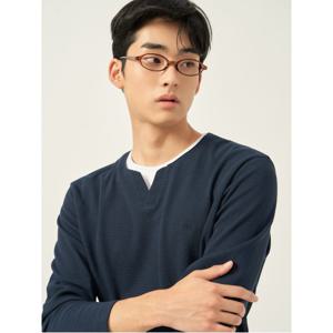 조직감 레이어드넥 티셔츠  네이비 (BC5841C05R)