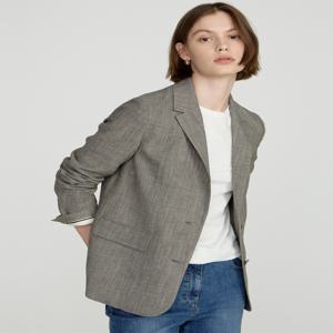 닥스 여성 DLJA5B305W3 브라운 싱글 버튼 스트레치 린넨 혼방 테일러드 자켓