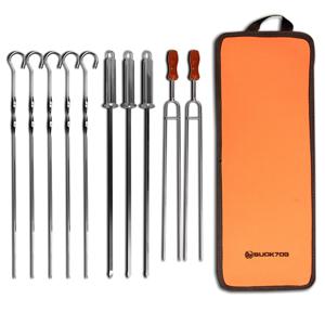 BUCK703 땡가격 SALE 캐롯 캠핑 바베큐 꼬치세트 10개 바베큐그릴 밀키트 캠핑음식 화로대 캠핑꼬치