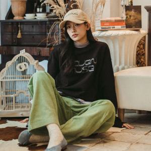 루즈핏 크롭 코튼 로고프린트 스웻셔츠 FR_BK (MWXFWF900BKFR)
