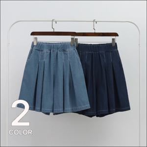 [브리치]  / 밴딩 핀턱 주름 데님 치마바지 청반바지 빅사이즈 2color