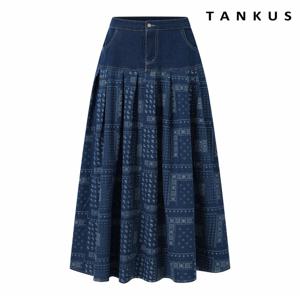 정상가:119,000원 ㅣ 페이즐리 데님 플레어 스커트 (TX3SK006L0)