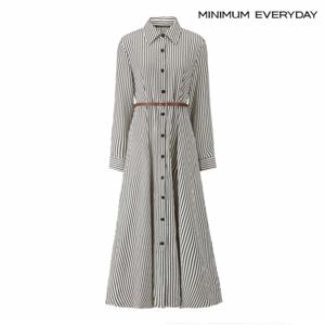 정상가:89,000원 ㅣ [미니멈 에브리데이]카라 스트라이프 벨티드 원피스 (EB3OW017D)