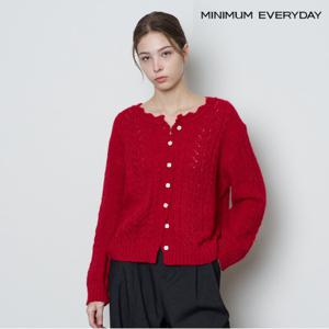 정상가:69000원 ㅣ [미니멈 에브리데이]프릴 라운드넥 꽈배기 긴팔 가디건 (EB3CK041D)