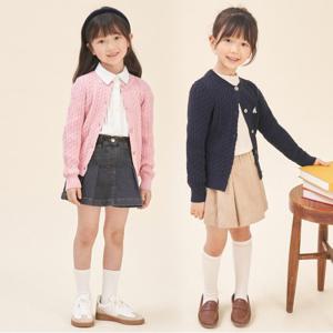 [10%OFF]25FW [Essential] 여아 면 케이블 카디건