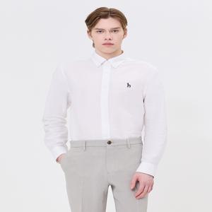 남성 WHSH4B305WT [클리어런스][스테디셀러]화이트 버튼다운 린넨혼방 긴팔캐주얼셔