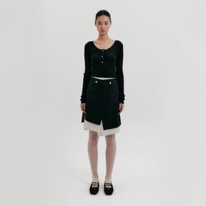 [정상가:498000원] Wrap Midi Skirt -Black