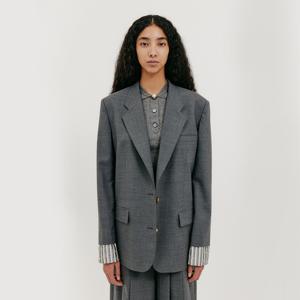 Single-Breasted Blazer - Grey