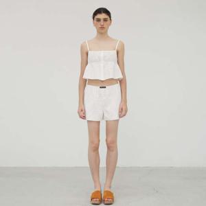 LACE-TRIM SHORTS - OFF WHITE