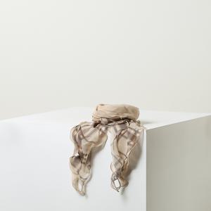 [선물포장 ]Toile de Jouy 베이지 러플 롱 실크 스카프 HISC5F730I2