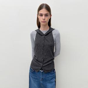 HALTER HOODIE KNIT VEST (dark grey)