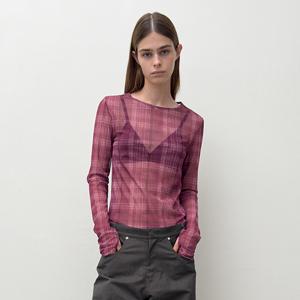 CHECK SEE THROUGH TOP (plum)