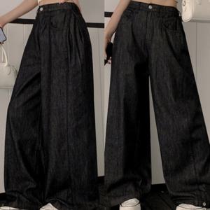 [브리치]  / 라스 하이웨스트 생지 옆 핀턱 스냅 와이드 데님 팬츠