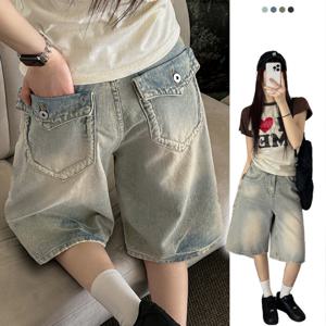 [브리치]  / S XL 플랩포켓 리얼 백포켓 워싱 데님 버뮤다 숏팬츠