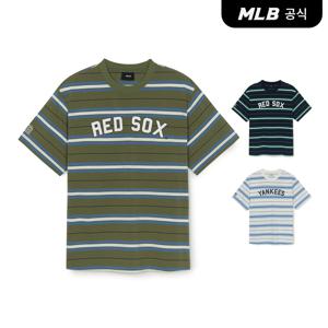 [공식]  바시티 스트라이프 오버핏 반팔 티셔츠 (3COLOR)