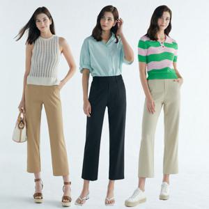 [하프클럽] 여성 9부 세미와이드 쿨팬츠 3종세트_PW9W