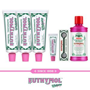 화이트닝 치약 120g 3개 + 치약 20g 1개 + 스퀴저 1개 + 마일드 가글 500ml 1개