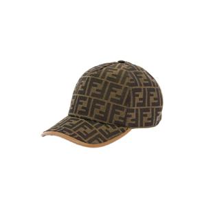 FENDI 전체적으로 FF 모티프가 있는 브라운 야구 모자 남자 FXQ768ALHEF0VAT