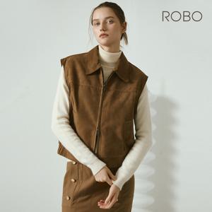 로보 25FW 이태리 스웨이드 집업 베스트