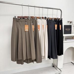 [브리치]  / (노컷2기장) S 2XL 핀턱 플리츠 뒷밴딩 롱 스커트 주