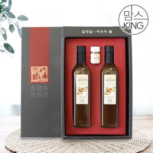 [맘스킹][힐링힐]지리산 산청에서 만든 맵지않은 생강진액 650g(500ml)X2개+계피가루 선물세트2호