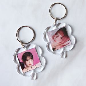 네잎클로버 증사 증명사진 액자 키링 홀더 사진 열쇠고리 아크릴 포토 포카 [LUCKY 최애 아이돌 투명 포토카드 보관 키홀더]