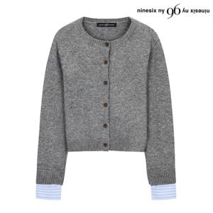 정상가:69,000원｜라운드넥 소매 셔츠 레이어드 울 니트 가디건 (NO3CK021L0)