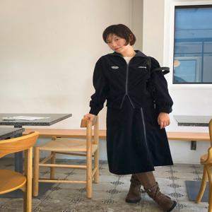 Menasoo Made Corduroy Two Way Long Skirt_Navy