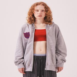 Menasoo Applique Two Way Hoodie Zip Up_Gray Melange